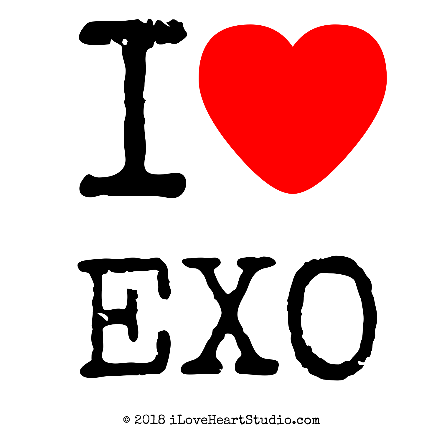 'i [Love heart] exo' design on t-shirt, poster, mug and 